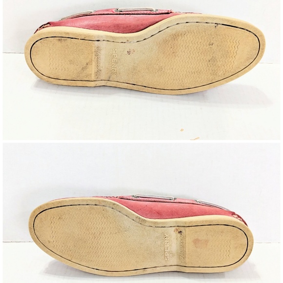 SPERRY Men's WASHED A/O RED 8.5 W/ BOX DISTRESSED - Picture 6 of 8